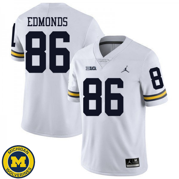 Mens University of Michigan #86 Conner Edmonds White Jordan Brand Replica Jersey